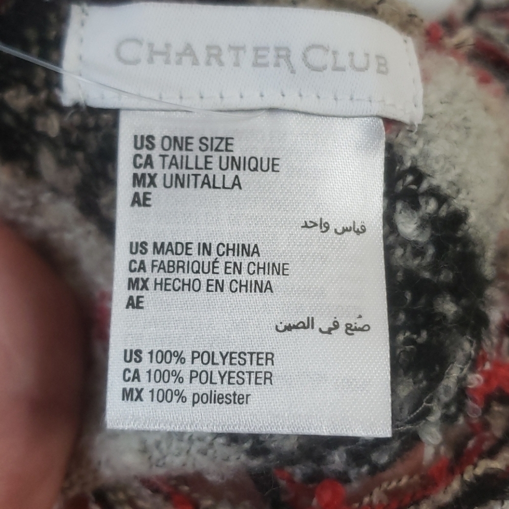 NEW! CHARTER CLUB Plaid Boucle Triangle Winter Scarf. - Picture 5 of 6